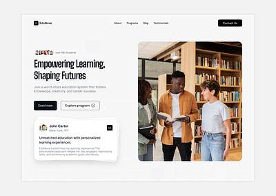 Hero Section Exploration - EduNova exploration landing page ui web design