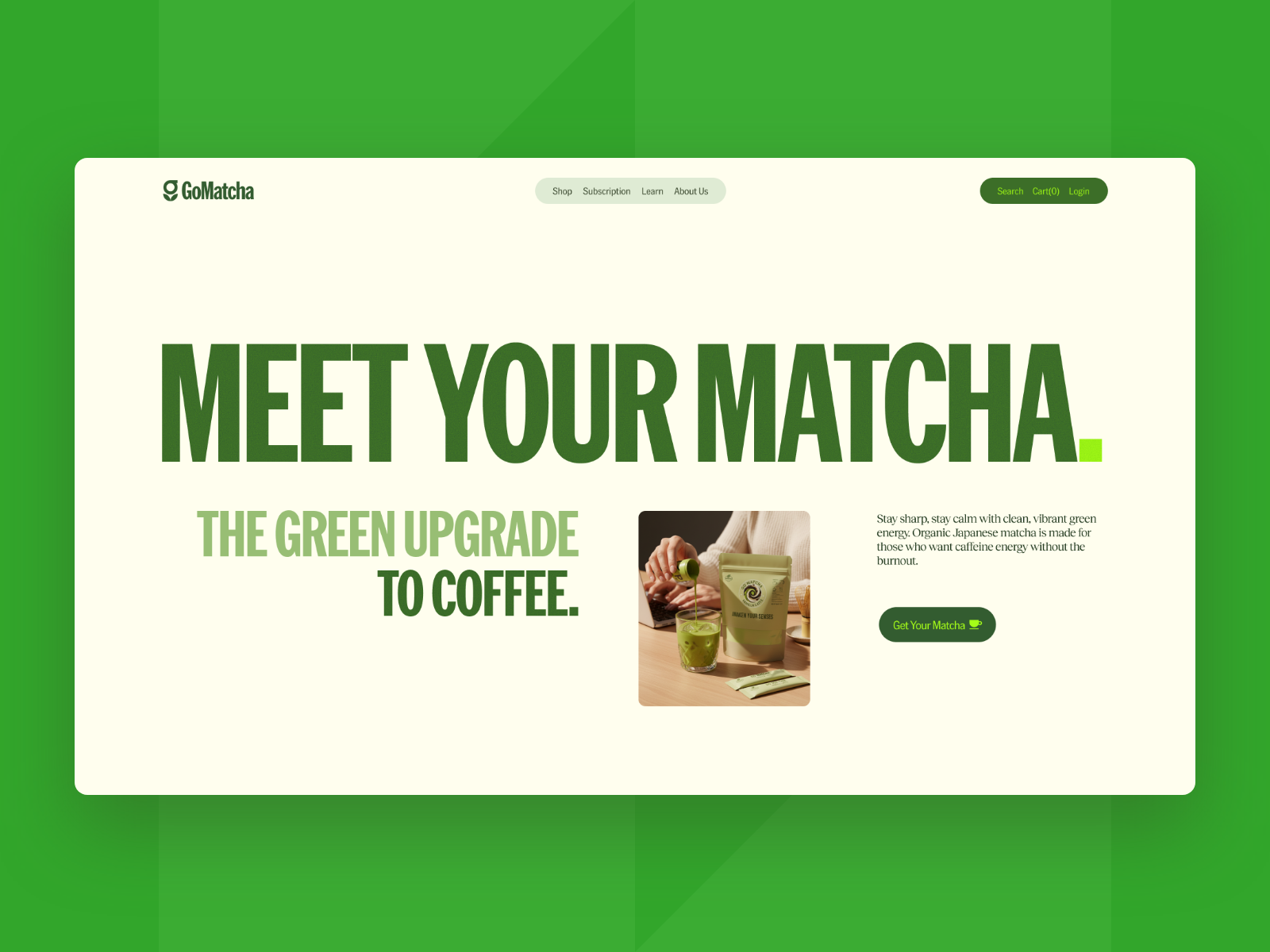 GoMatcha E-commerce UI/UX branding coffee website daily ui e commerce e commerce website design landing page matcha matcha brand design matcha coffee matcha drink e commerce matcha e commerce matcha online shop online shopping product design service uiux design web design