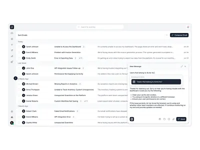 Open.cx - Email Dashboard ai ai agents b2b customer support email gmail interface light mail zero send email white and black yc ycombinator