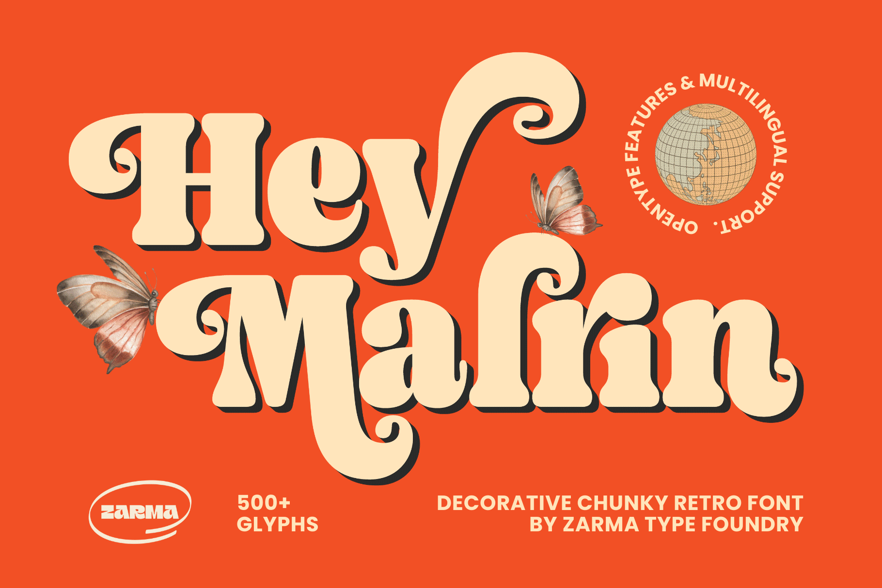 Malrin - Chunky Retro Font advertising font branding classic font design font font design fonts groovy groovy font logo logotype old font poster font psychedelic retro retro font typeface typography vintage vintage font