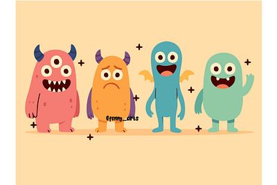 Cartoon Monster Group assortment beast cartoon celebration character clip art collection creature cute elements face funny halloween mascot monster pack saint scary set spooky