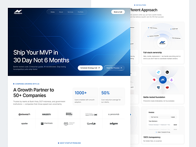 Nexteam - Software Agency Landing Page b2b business landing page clean development website digital agency gradient ui landing page modern business modern website modern website design mvp platform portfolio product launch saas software company software development software house startup design startup website tech startup