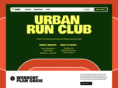 Runo - Running Sport Coaching Clube agency club coaching community design elementor events facility fitness framer landing page running sport ui webflow website wordpress workout