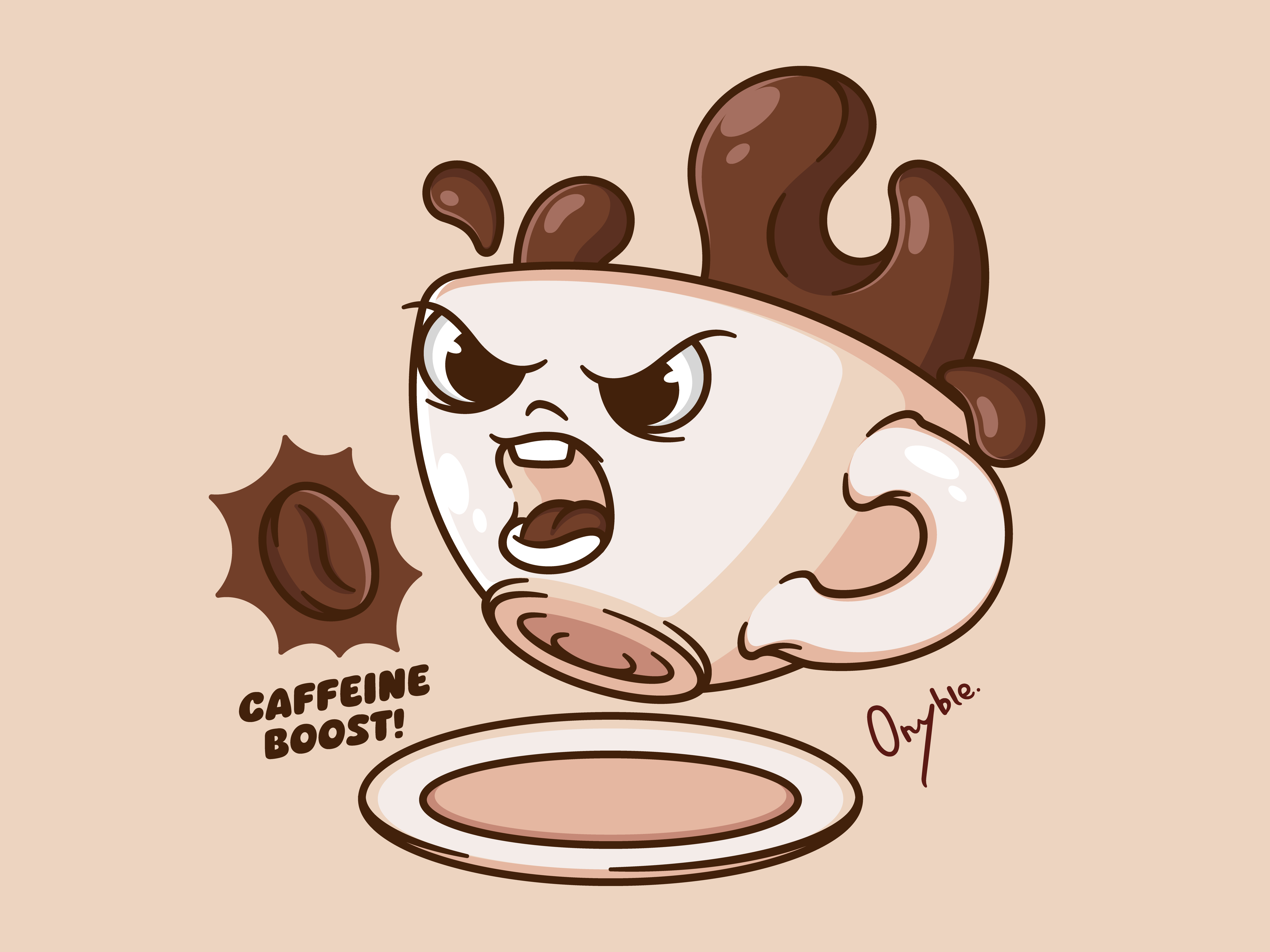 Caffeine Boost! ☕ art bean boost caffeine coffee creamy cup cute drink energy espresso food fresh illustration vector