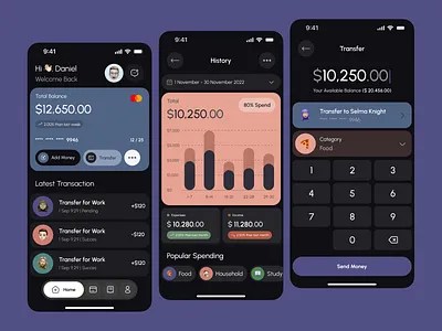 Finance Management App – UI Exploration bank design expense finance income management minimal modern money pastel plan planner typography ui ux whitespace