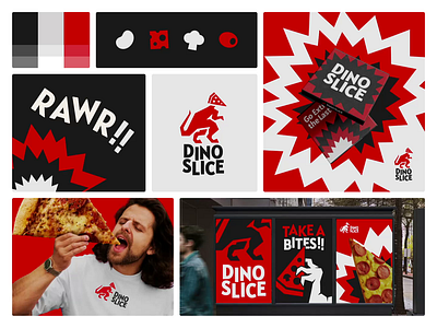 Dino Slice: Pizzeria - Visual Identity animation brand brand book brand design brand guideline brand identity branding character design corporate identity fnb food branding graphic design identity design logo mascot design motion graphics pizza pop art visual branding visual identity