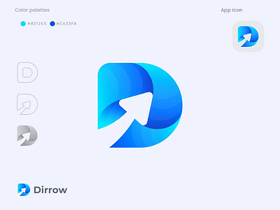 Letter D with Arrow gradient logo design - D logo - arrow logo abstract logo design arrow branding creative logo d arrow d icon ff graphic design icon illustration letter d logo logo design logoinspiration m n o p q r s t u v w x y z modern popular logo symbol typography unique logo