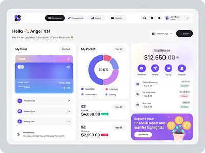 Finance Report Dashboard Saas Web App 3d ai analytic b2c bank banking chart dashboard finance fintech illustration orenji payment product design saas transactions ui ux wallet web app