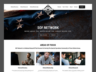 SOF Network // Web Design donate donation military network networking non profit special operation veteran