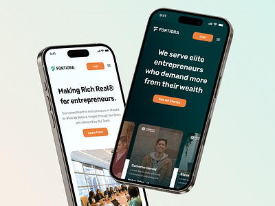 Fortiora - Wealth Agency Landing Page about us agency app clean corporate design features finance framer investment landing page mobile money template ui ux wealth web design webflow website