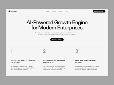Website for Modern Enterprise- FormaLab ai ai powered ai saas design engine enterprise formalab header landing page minimalism modern saas ui ux web design website