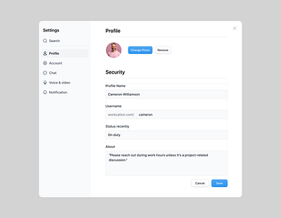 Settings - Profile Page account clean component dashboard edit interface landing page minimal product design profile saas setting setting profile settings sidebar ui ux web app web design website