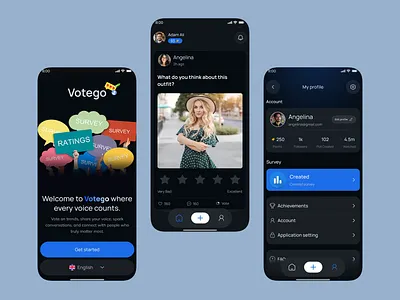 Votego – Modern Voting & Opinion App appdesign emotion tracker interactiondesign minimaldesign mobileappdesign pollapp polling psychology request uiux vote app votego votingapp