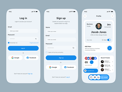 Login/Sign Up & Profile Screen Mobile App ai ai app app design forgot password ios login screen login ui mobile mobile app profile profile page registration sign in sign up sign up ui signin form signup ui ux