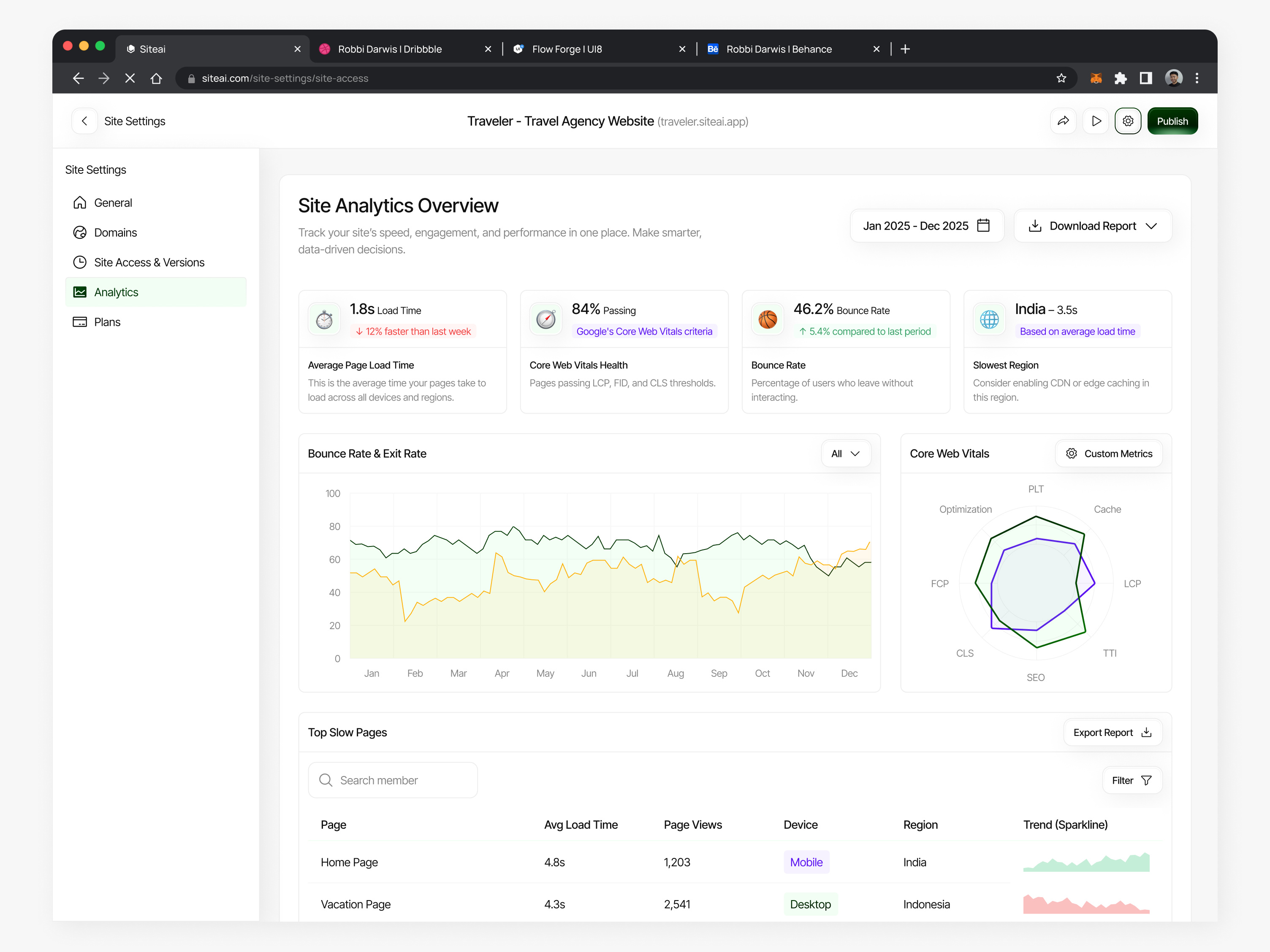 SiteAI - AI for Website Builder (Site Settings Flow) ai design platform ai website builder builder saas cms custom code design systems form builder landing page builder no code platform onboarding saas setting account site settings sitemap builder template builder ui design website builder website creator platform website redesign wireframe builder