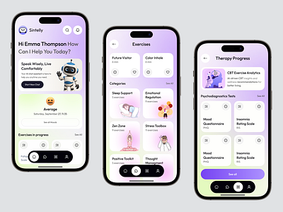 AI Mental Health App ai app ai app design ai chat assistant ai health app ai mental health ai mental health app ai mobile app ai therapy app app design brain app cbt app design health app health app design meditation app mental health app design mental wellness app modern app self care mobile app therapy app ui ui designer
