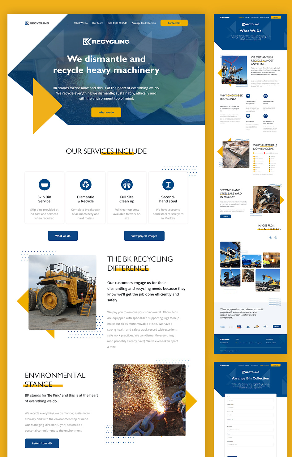Custom WordPress Site with Bin Collection Form | BK Recycling animation branding design development shopify ui webdesign website website development wordpress