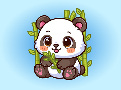 Baby Panda🐼🎋 adorable baby bamboo branding character china cute doodle eating flat food fur happy icon illustration logo mammal panda pet wildlife