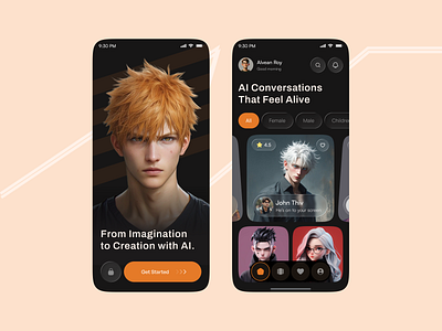 Character AI Mobile App ai ai application ai chat app ai mobile app ai powered character ai chat generate mobile app concept mobile app design mobile app ui mobile scanner virtual assistant