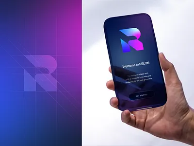 Relon ads ai brand brand design brand identity branding business card company letter r logo logo design logo mark logos poster print saas tech technology visual identity