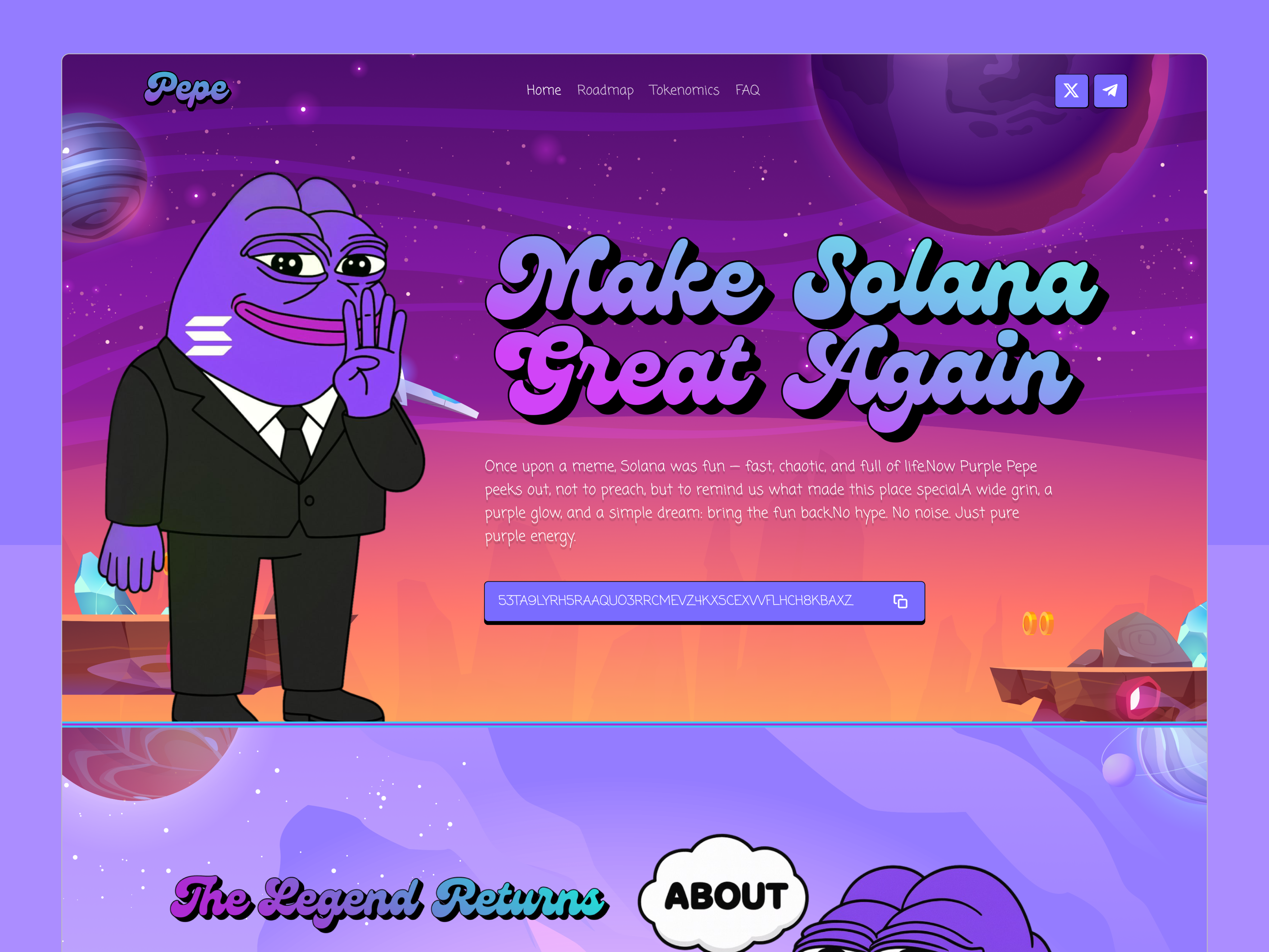Pepe - Meme Coin Website meme meme coin meme coin design meme coin ui meme coin ux meme coin website meme website memecoin memecoin design memecoin website pepe product design solana toekn web design