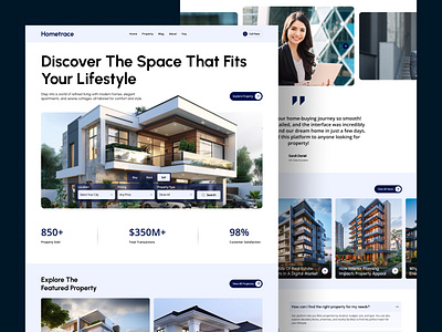 Hometrace – Real Estate Website Design figma figma design figma website design graphic design hometrace landing page minimal property property website property website design real estate real estate website ui ui design ui ux user interface design web design website website design website ui ux