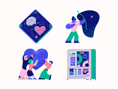 Custom illustrations for tech startup website art design digital art digital illustration flat illustration pastels ui user interface vector web illustration