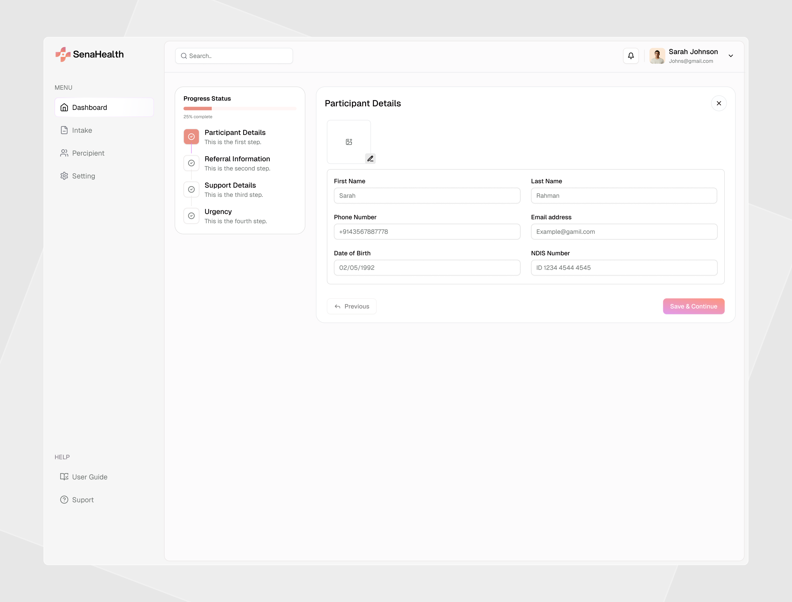 Example of Ndis Management Software UI/UX Design