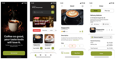Coffee App UI – Mobile Ordering Experience branding graphic design ui
