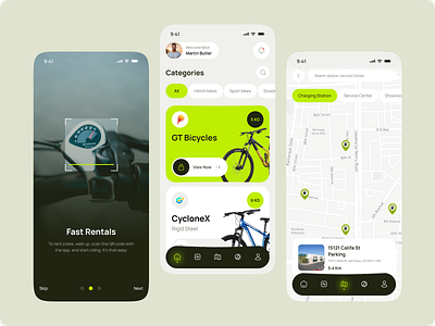 Smart AI Bicycle Mobile App ai app app design automation b2b bicycle bike crm dashboard design ios management map mobile mobile app product design route saas smart app ui