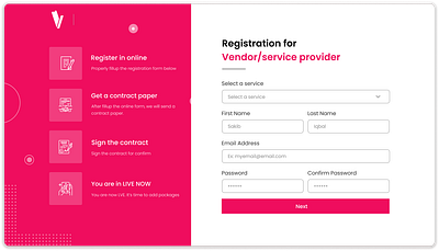 Eventizer -Vendor Registration Page branding design event eventizer startup ui