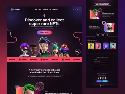 NFT Landing Page Design | Digital Art Marketplace branding design graphic design landing page nft nft landing page nft website ui ux web design website design