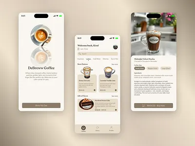 DeBreww — a cozy mobile coffee app ui