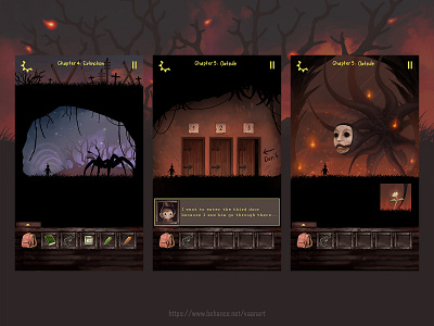 Outside | Game Art app art artist design game horror illustration indie mockup screenshot ui ux vaanart