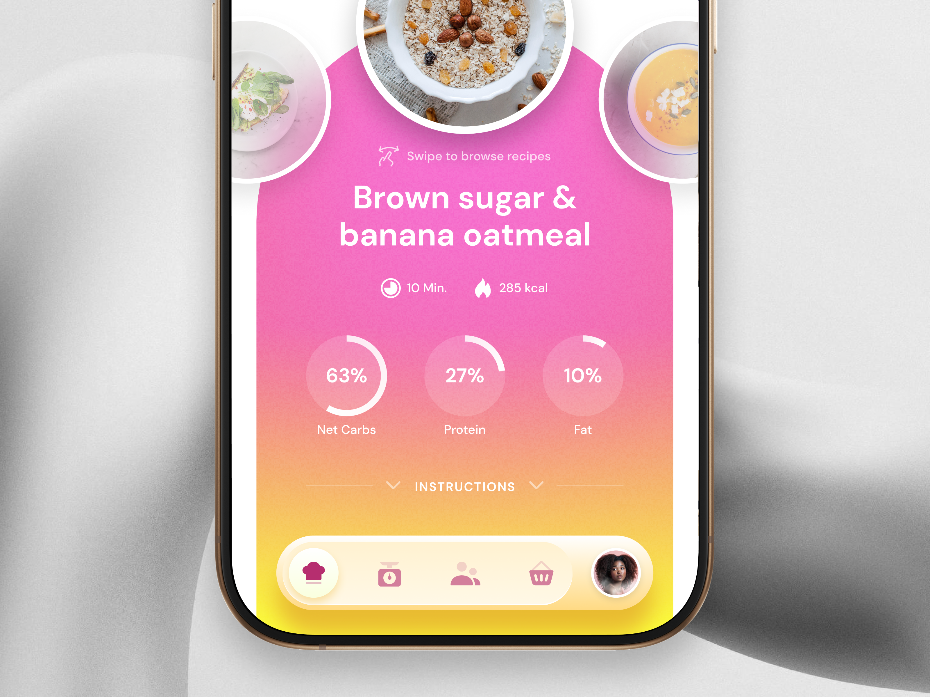 Recipe App Mobile UI app ui calories fitness food health iphone mobile nutrition recipes ui user interface