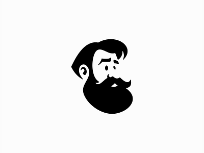 Gentle Bearded Man Logo barber beard beauty branding cartoon design face fashion gentle identity illustration logo man mark mascot negative space symbol vector