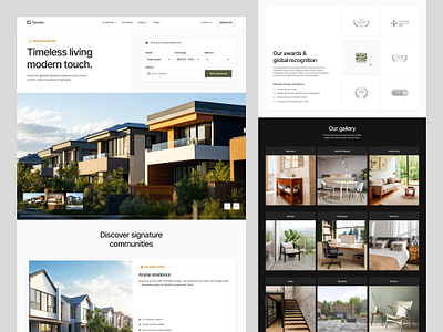 Serenia – Real Estate Landing Page agency properties architecture design clean interface creative agency graphic design home house house listing interior luxury design minimal design modern ui product design property website real estate landing page real estate ui real estate website uiux design web design website concept