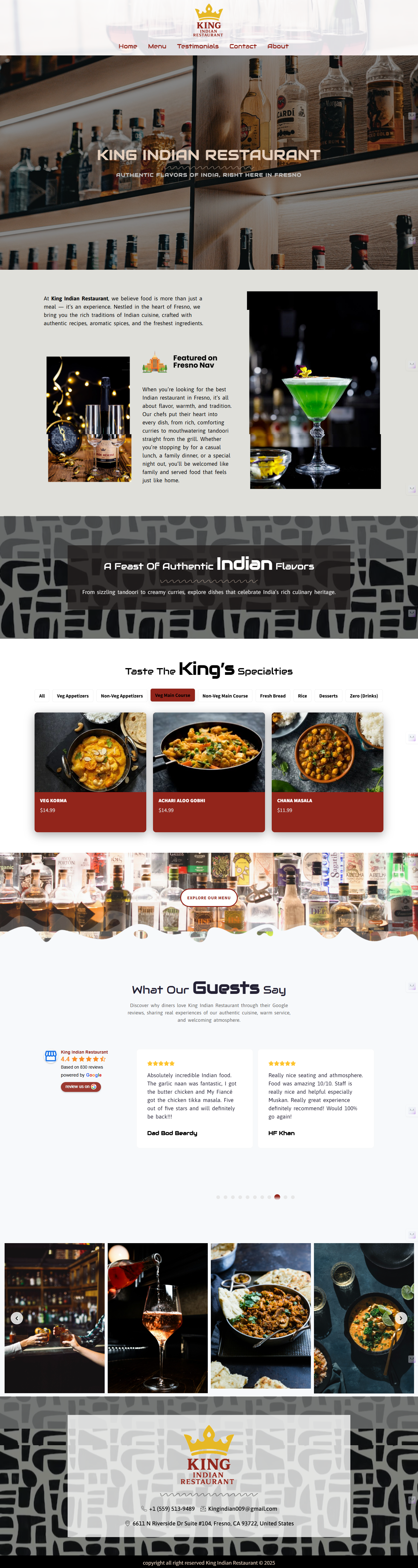 Example of Restaurant Word Press Website Design