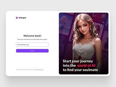 Sign In | Dialogue Web ai characters auth login login page sign in ui ux web