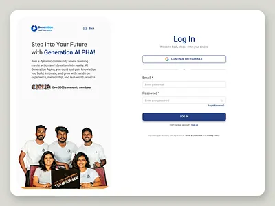 GAP (Generation ALPHA Platform) - Log in & Sign up login signup ui ux website