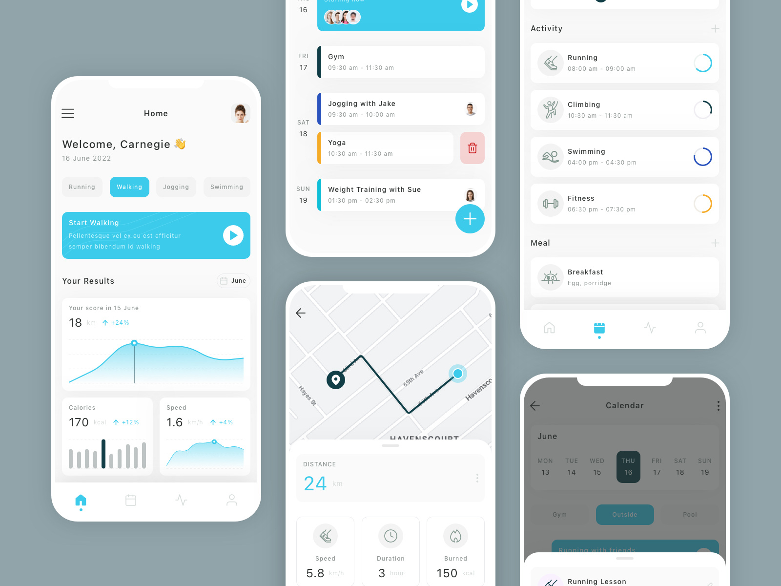 Health Fitness Tracking Mobile App UI Kit by UI Workshop on Dribbble