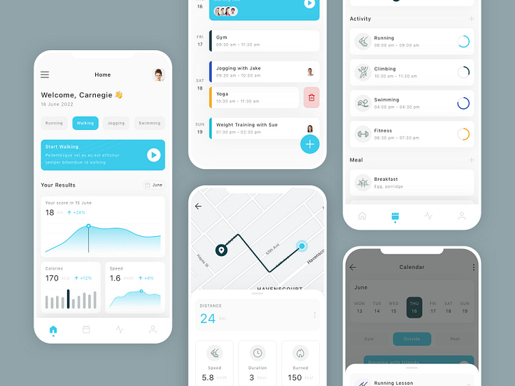 Health Fitness Tracking Mobile App UI Kit by UI Workshop on Dribbble