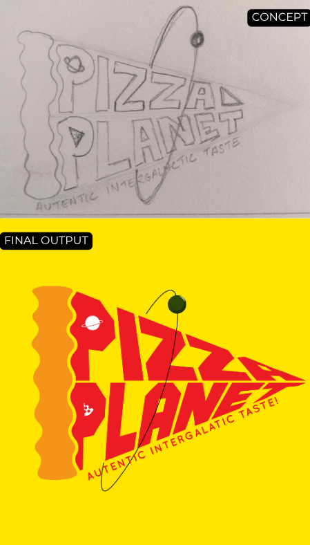 Pizza Planet Logo Concept branding design graphic design illustration logo packaging pizza pizza logo pizza packagaing typography vector