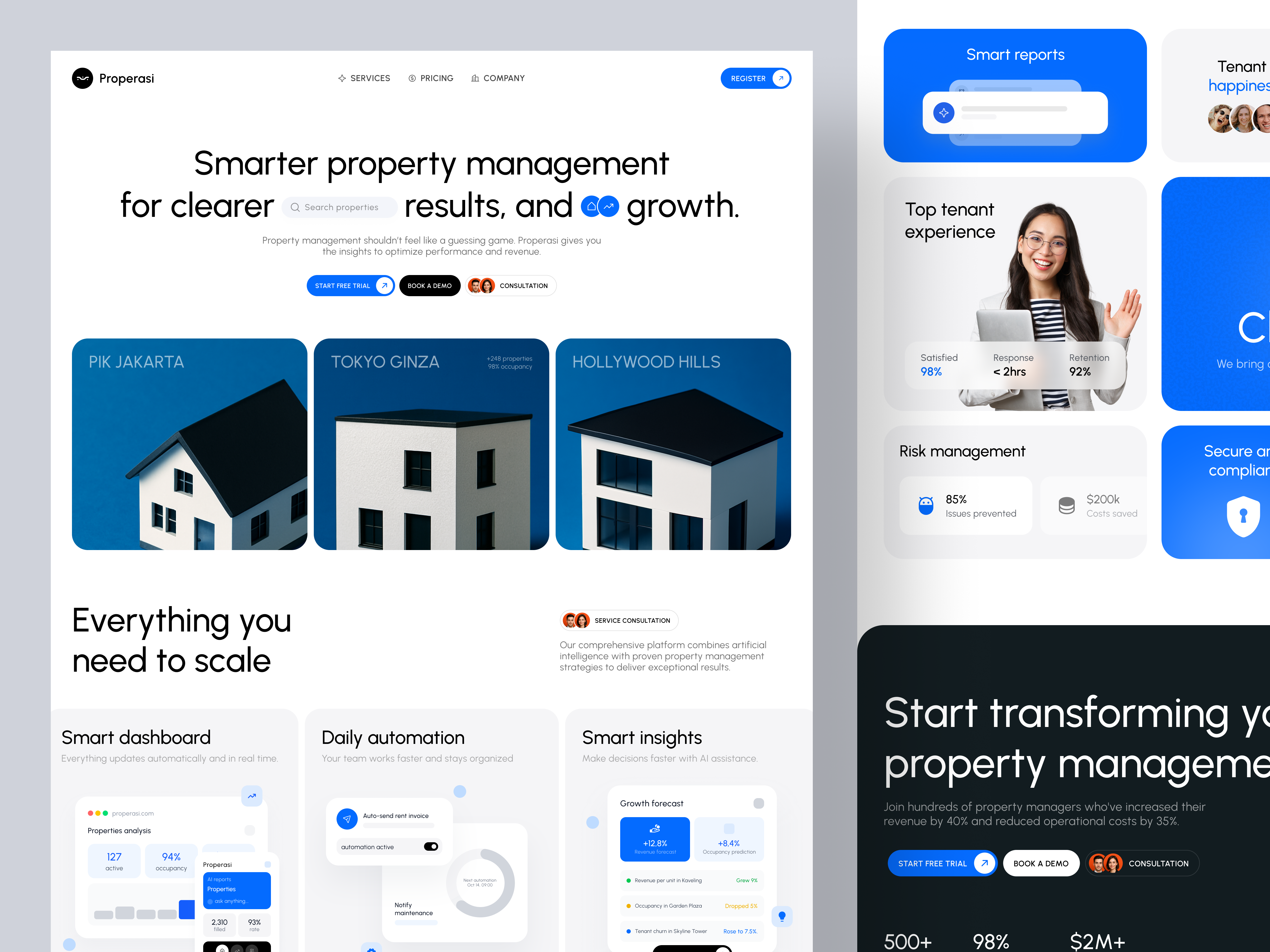 Properasi landing page – smarter property management