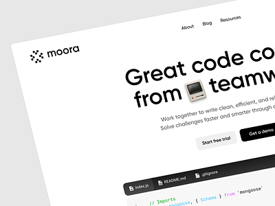 moora: AI coding assistant artificial intelligence code editor coding developer minimal source code ui