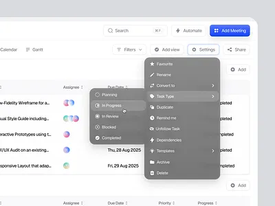 Dropdown menu app bachanek consumer dashboard dropdown graphic design kamil list menu microdose saas studio task type ui ux