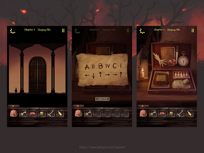 Outside | Game Visual Development app art artist concept dark design game horror illustration mockup ui ux vaanart