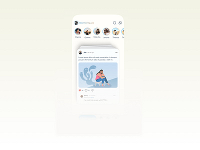 Mental health concept UI ai clean community concept ui dark mood dashboard fitness gym health home screen mental health minimal modern physical health ptsd soft ui story