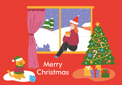 Christmas Themed Web Banner art artist artwork branding christmas design designer digital art digital illustration digitalart dog graphic design illustration illustration art illustrator tree xmas