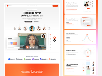Zainmeet — Online Teaching & Meeting Platform UI design interface product service startup ui ux web website